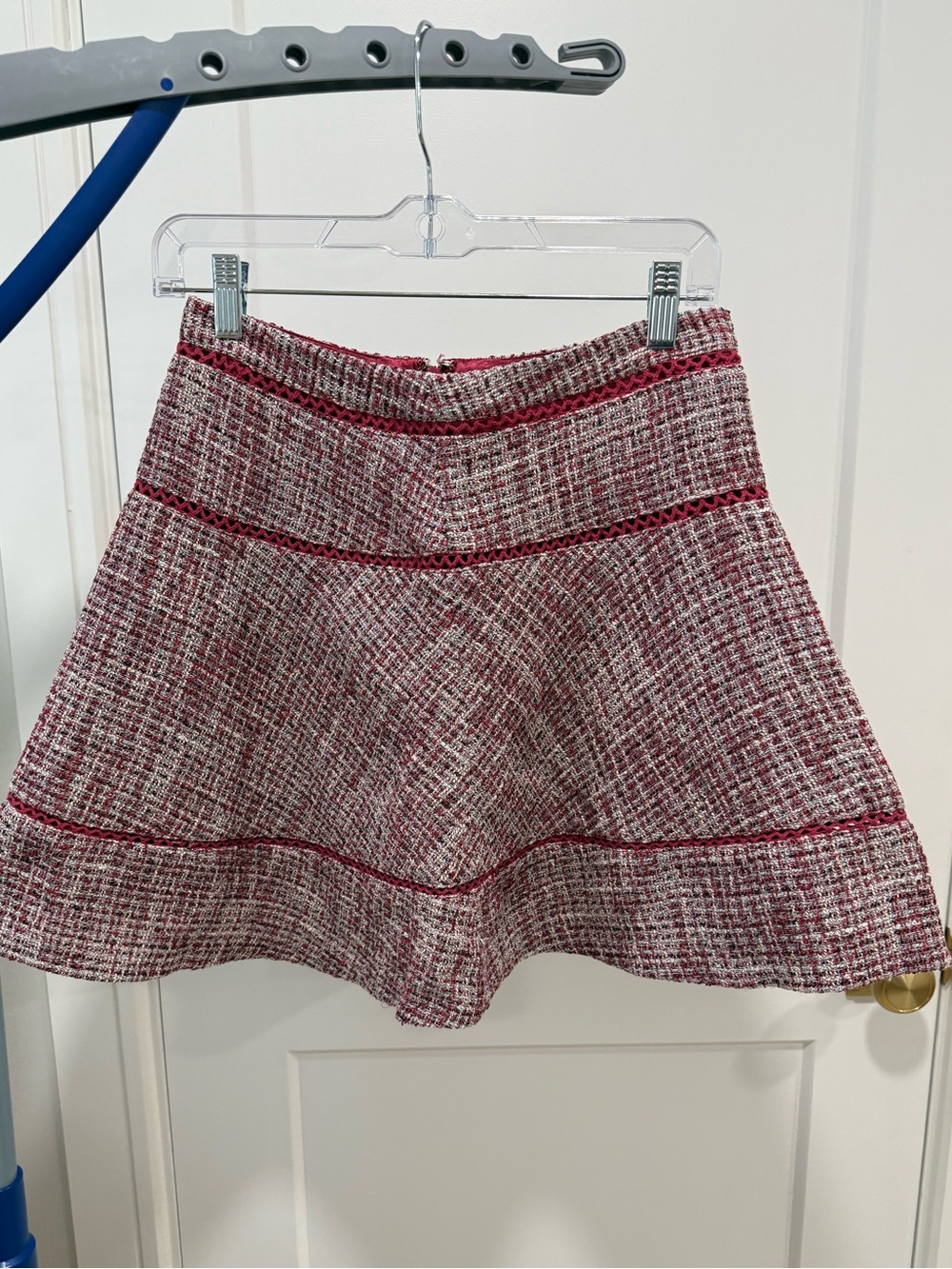 Banana Republic Red and White Tweed Skater Skirt